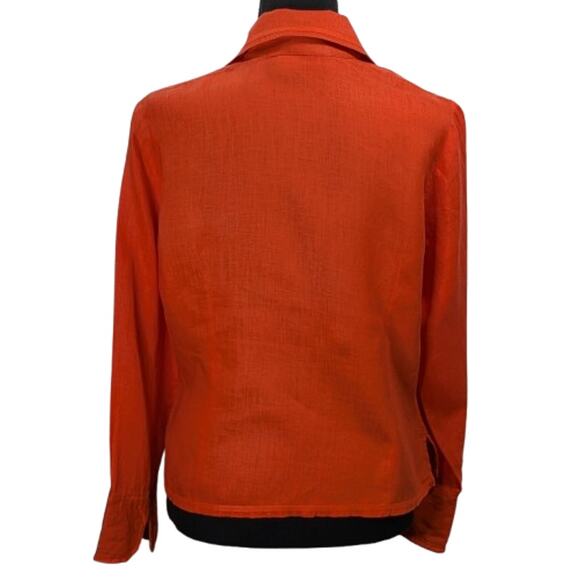 Valerie Stevens Red Linen Shirt M Embroidered Button Up Blouse 100% Linen - Picture 3 of 12